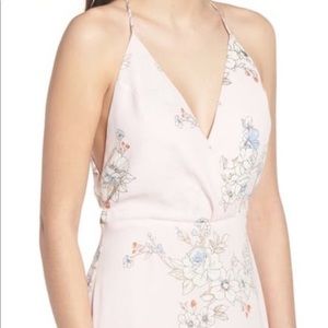 NWT Nordstrom Lush Pink Floral Surplice Maxi Dress